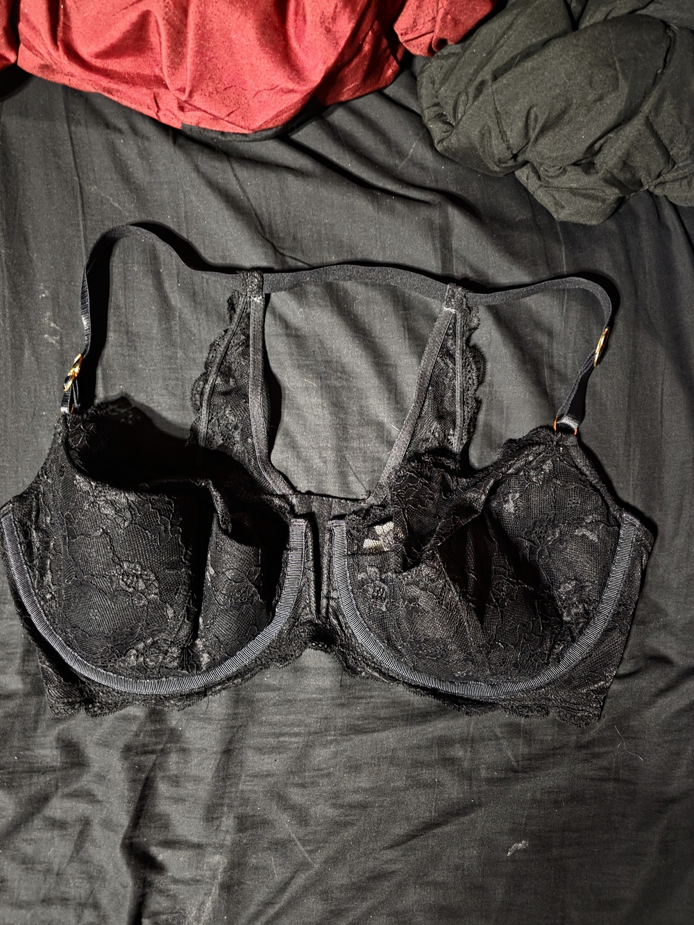 Cacique Lightly Lined Black Lace Underwire Racerback Bra - 42DDD/42F